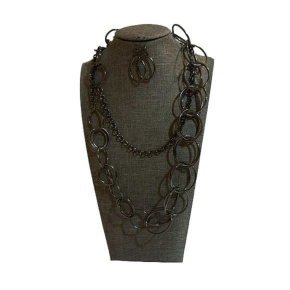 𝅺silver Necklace with rings - Picture 2 of 8